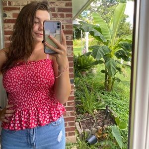 Floral strapless top